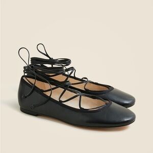 J Crew Andi lace-up ballet flats in leather CM888